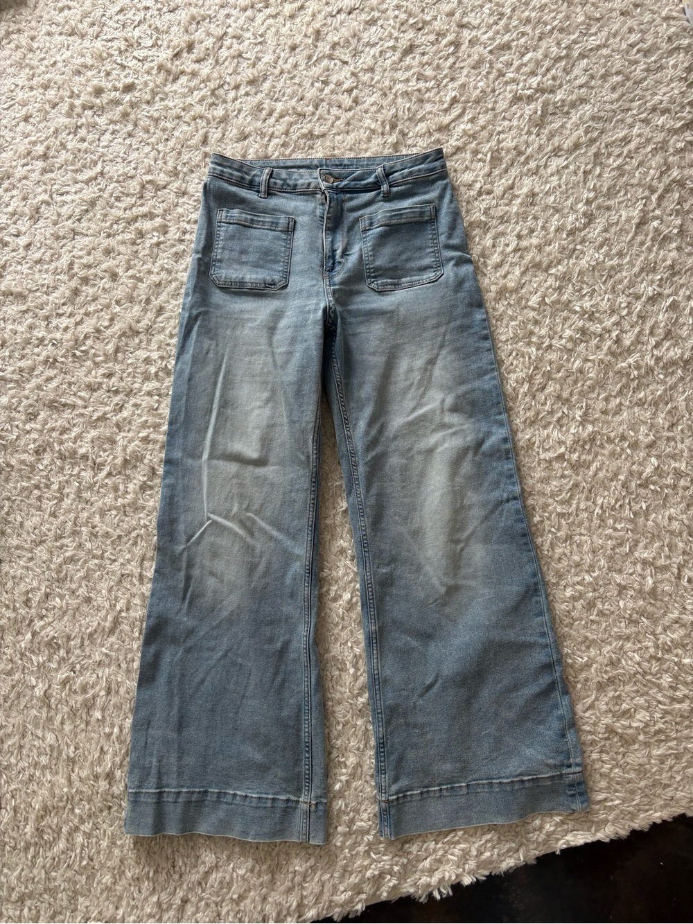H&M Light Blue Wide-Leg Denim Jeans
